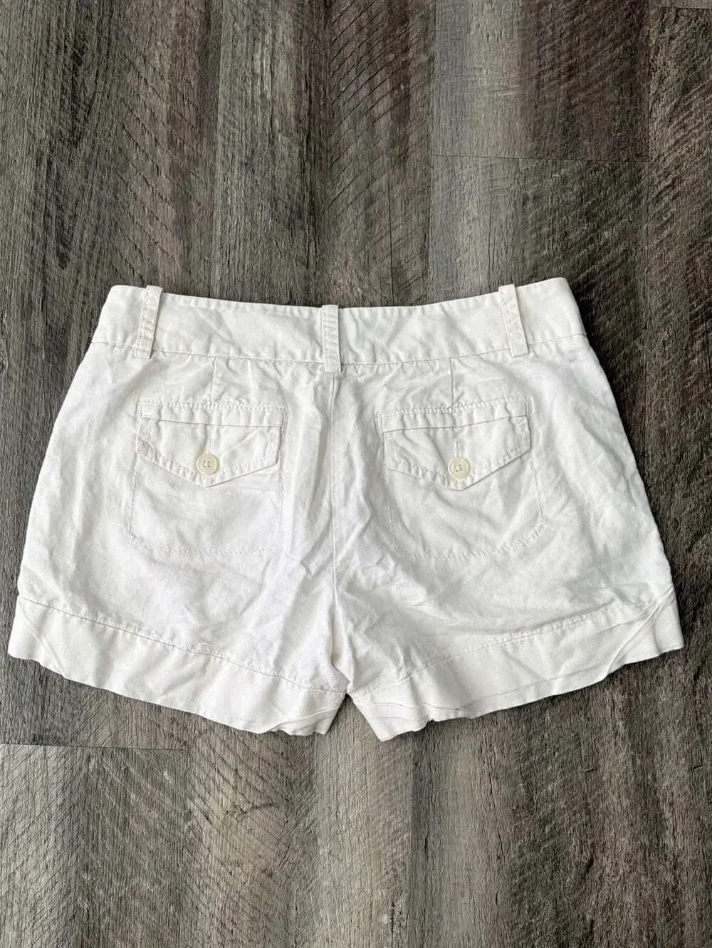 Express Women's White Linen Blend Cuffed Chino Shorts Size 6